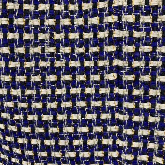 J CREW Womens Mini Skirt Tweed Silk Metallic Blue Black Postage Stamp Prep sz 6 - Picture 9 of 12